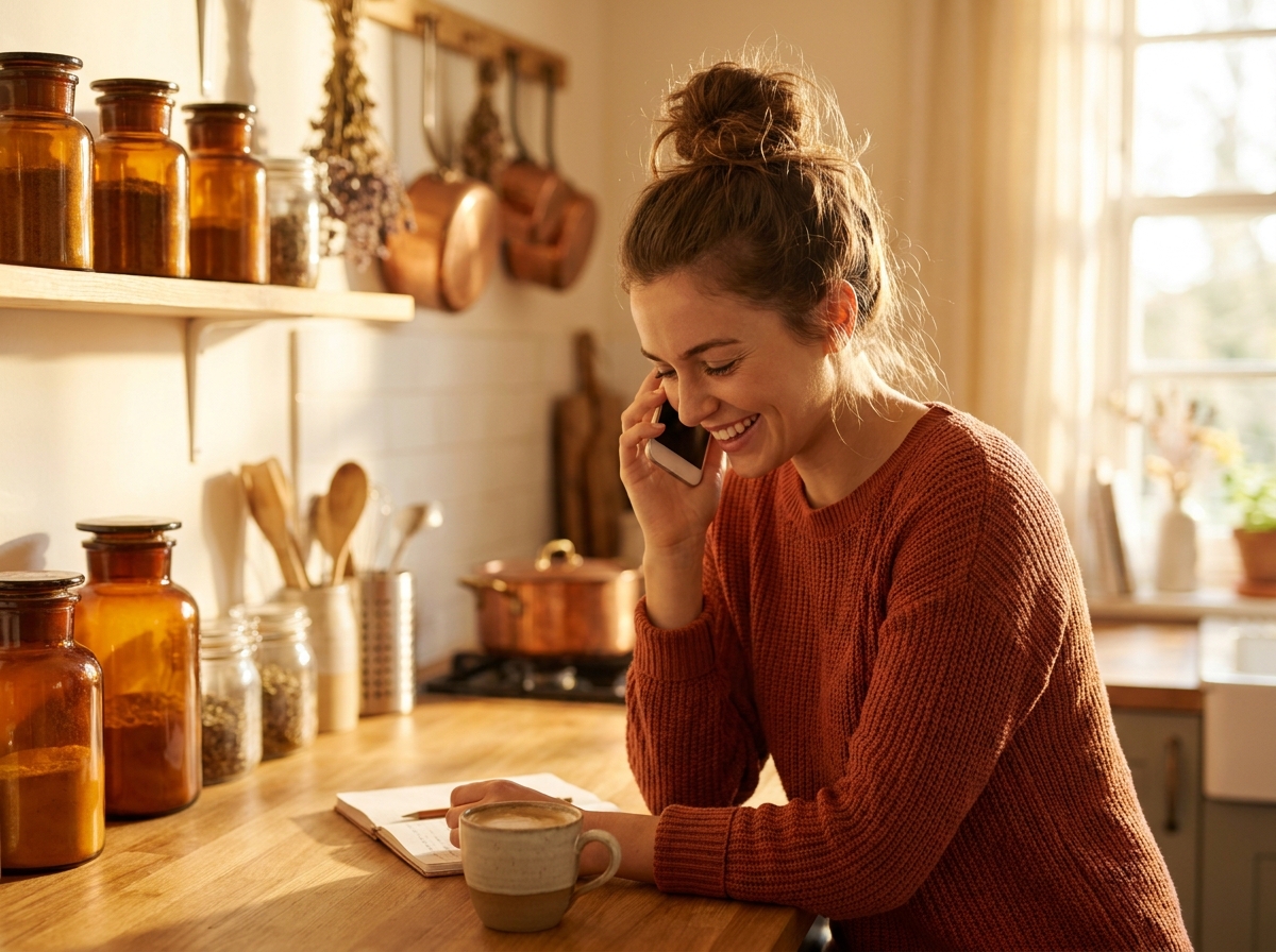 A customer on the phone making a restaurant booking, the kind of call Sorino answers.